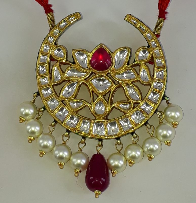 silver base gold kundan