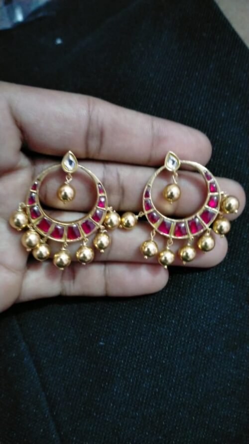 Rajputi Chand Bala Earrings with Stones